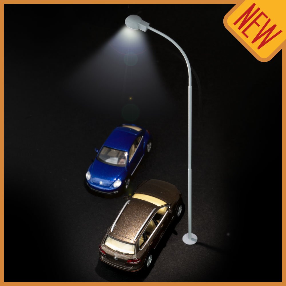 Curved street lamp - Round head - H0 gauge