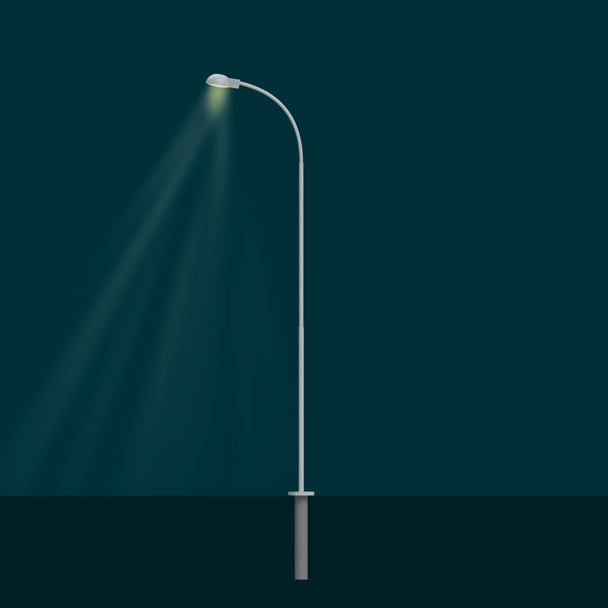 Curved street lamp - Round head - H0 gauge - Image 5